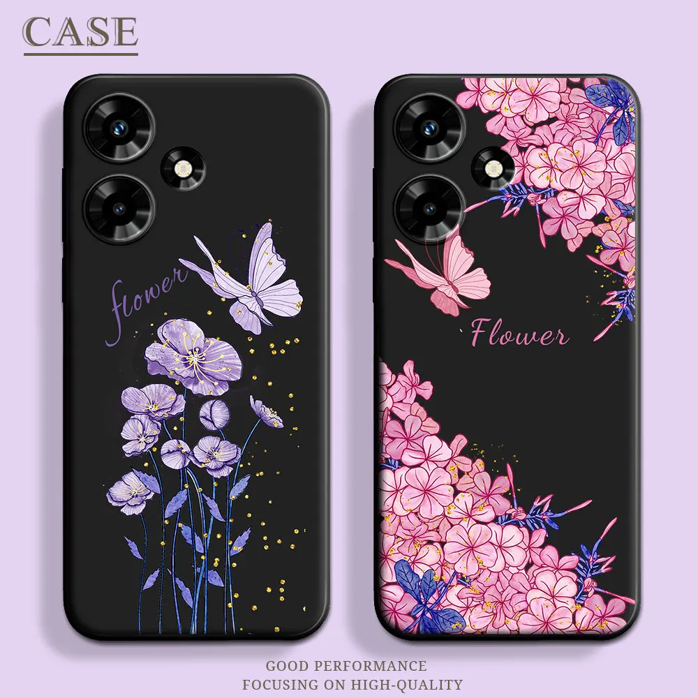 For Infinix Hot 30 Play Case Butterfly Soft Silicone Couple Stars TPU Phone Case For Infinix Hot30 Play Floral Back Cover Conque