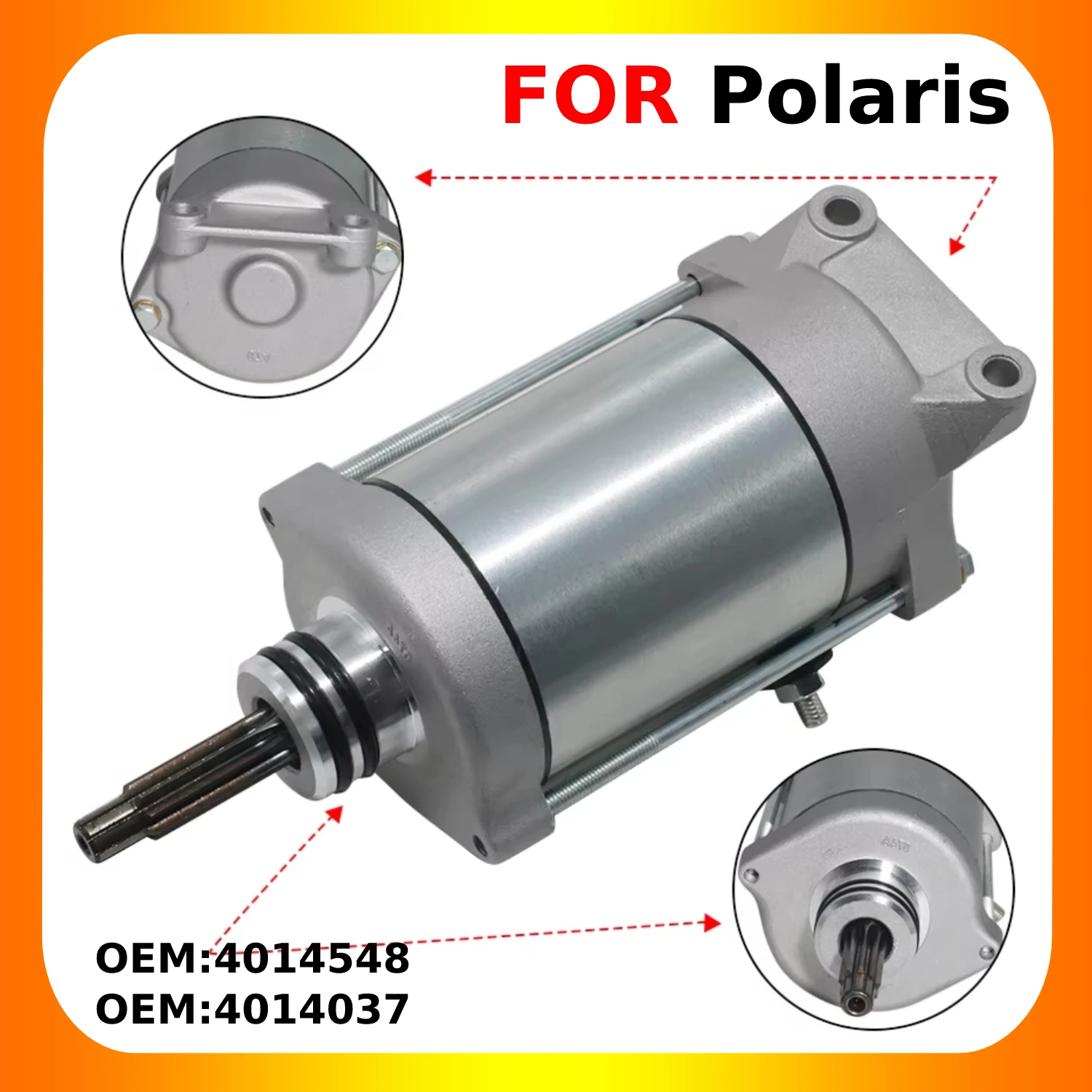 Fit For Polaris RZR XP 900 1000 TURBO Ranger General ACE 900 1000 XP Crew EPS EFI OEM：4014548 / 4014037 Motorcycle Starter Motor