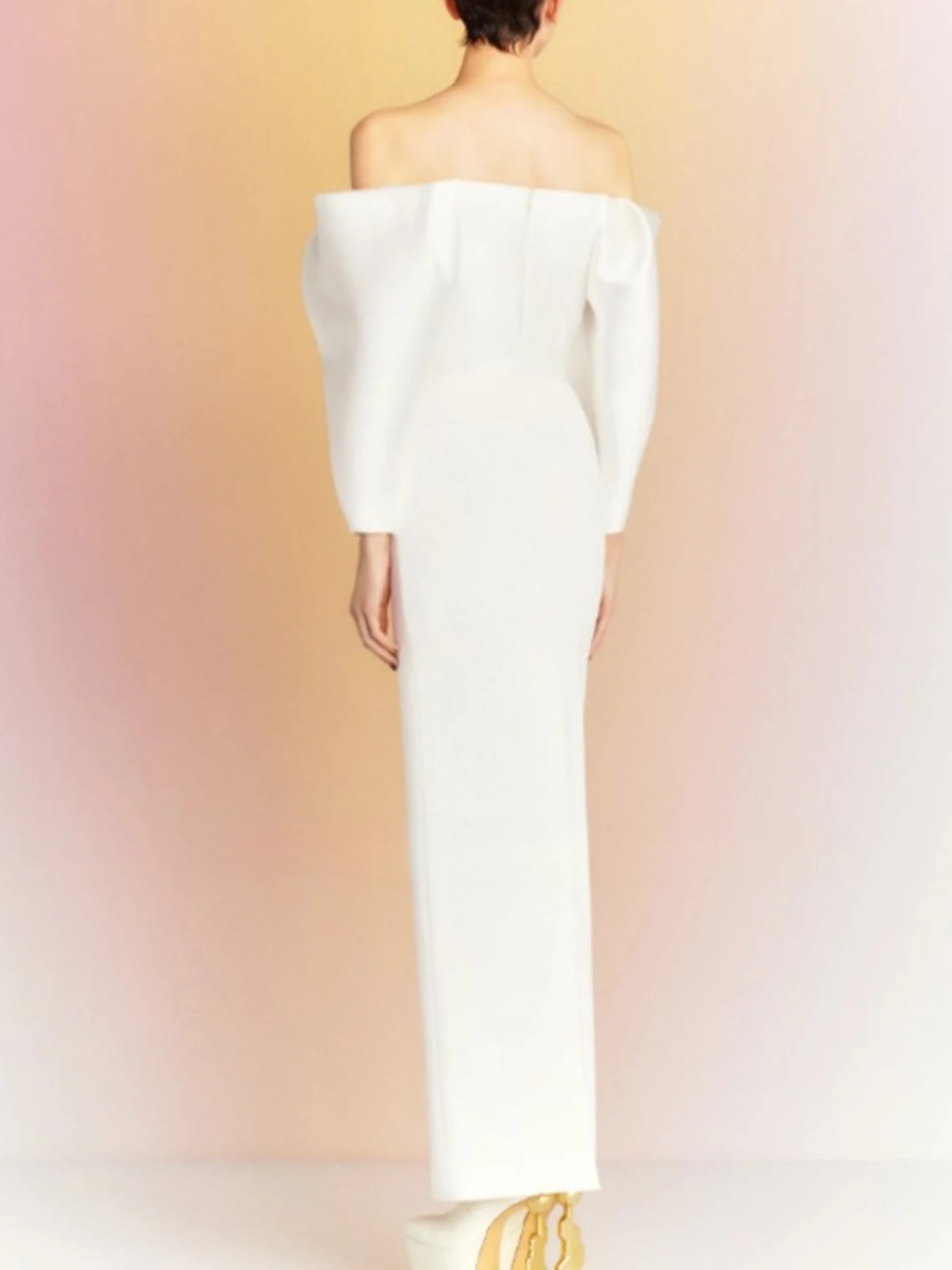 TWOTWINSTYLE Solid Slimming Temperament Dresses for Women Slash Neck Long Sleeves Patchwork Folds Minimalism Dress Female New