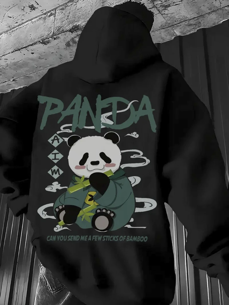 

2025 Autumn and Winter Men's Panda Print Hoodie Cozy _㎡ Polyester Sweatshirt High-end Luxury Is for Both Men and Women Top Y2k