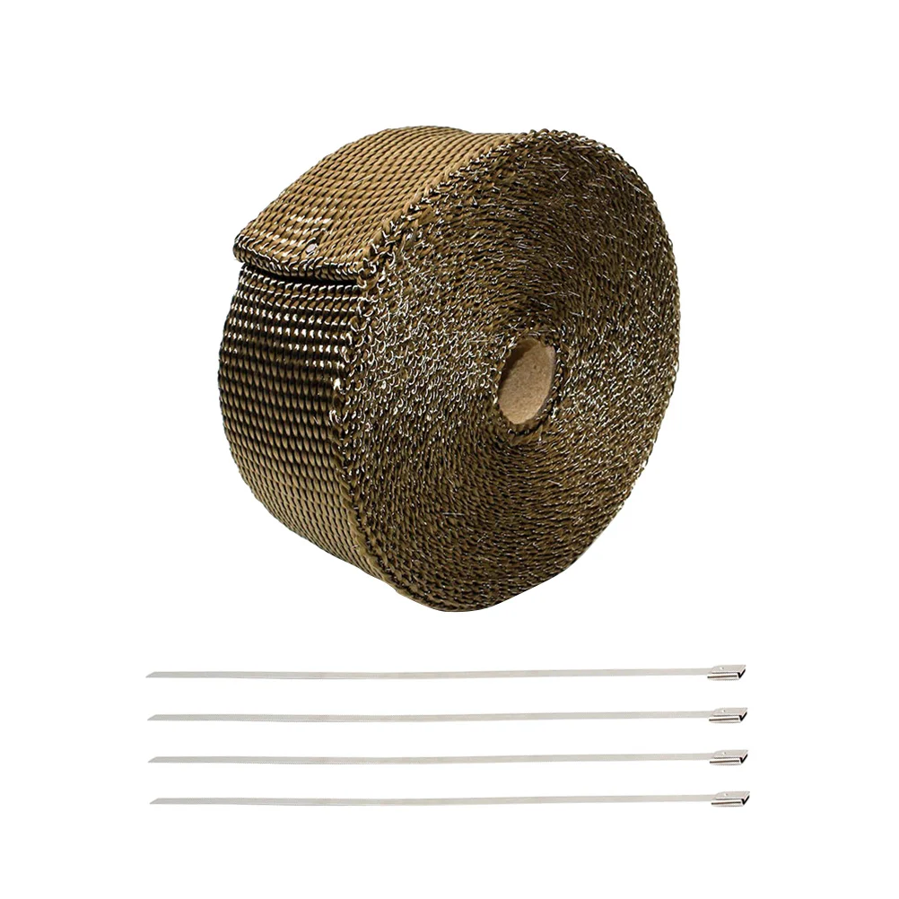 

15mm * 25mm * 5mm Exhaust Heat Wrap Roll Header Tube Fiber Wrap Tape for Car Motorcycle exhaust