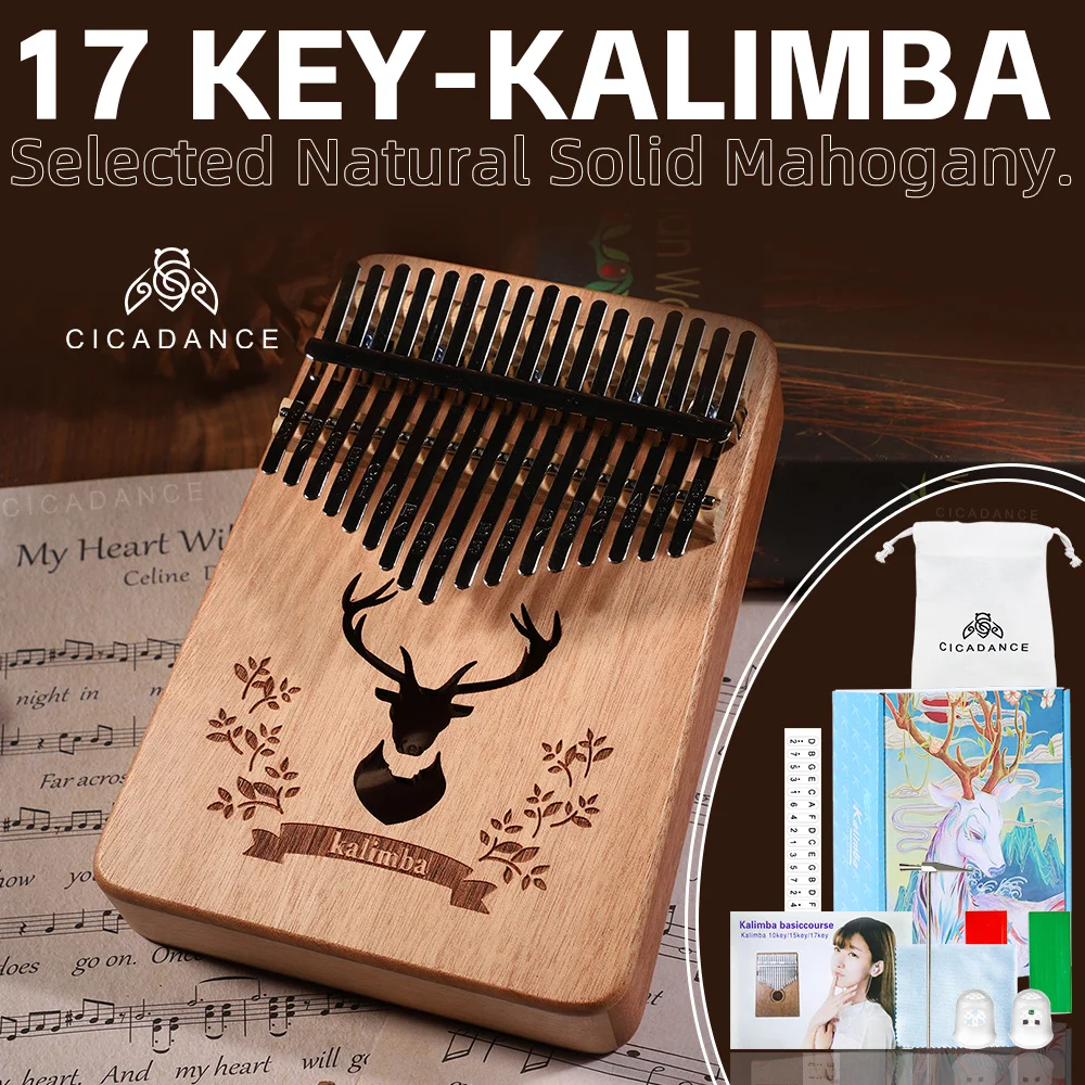 

Kalimba 17 Keys Thumb Piano Wood Calimba Keyboard Musical Instrument With Storage Bag Learning Book Gift For Kids Adult Beginner