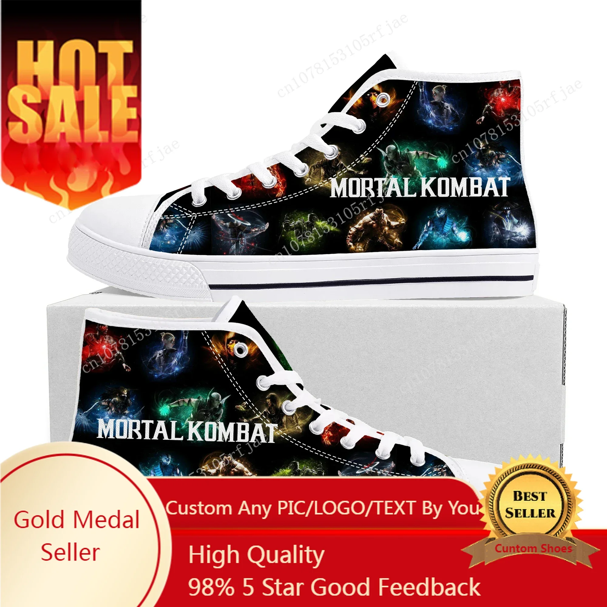 

Mortal Kombat High Top Sneakers Cartoon Game Mens Womens Teenager High Quality Fashion Canvas Shoes Casual Tailor Made Sneaker