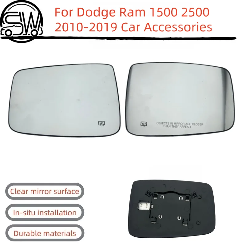 For Dodge Ram 1500 2500 2010-2019 Car Accessories Excellent Side View Rearview Heated Replacement Mirror Glass.