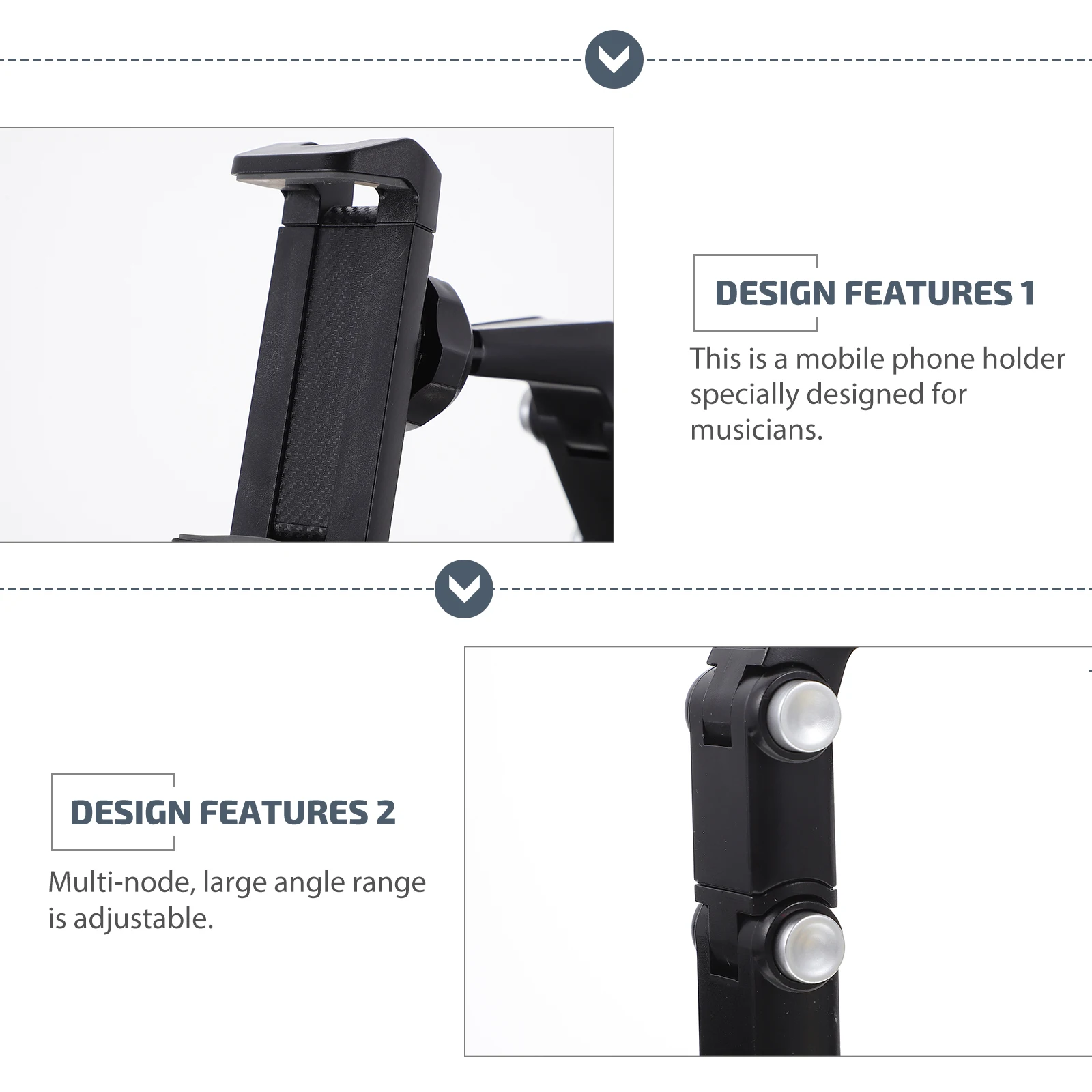 

Adjustable 360° Rotating Musician Mobile Phone Holder Rack Clip on Guitar Mount Stand Black Gray for All Mobile Models