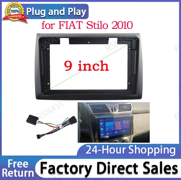 2 Din 9 Inch Car Radio DVD GPS Mp5 Plastic Facia Panel Frame for FIAT Stilo 2010 Dash Mount Kit