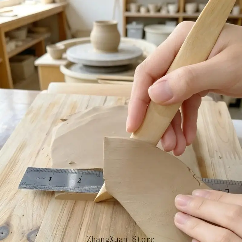 Holz-Ton-Schnitzwerkzeuge mit spitzen, abgerundeten und flachen Enden, 6-teilige Keramik-Formwerkzeuge zum detaillierten Glätten – Detail 5