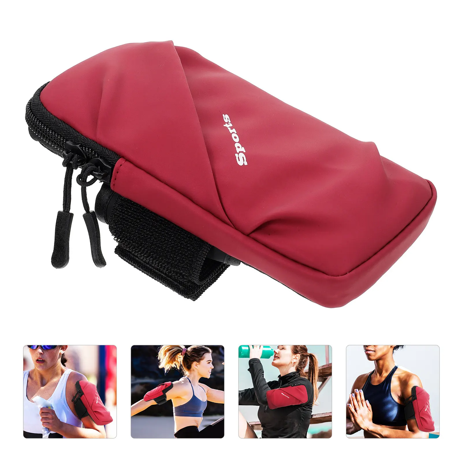 

1 Sports Arm Phone Bag with Double Zipper Secure Lock Armband Cellphone Holder for Running Hiking Travel Convenient Arm Storage