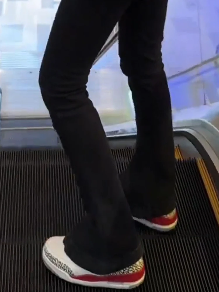 

American Vibe Bla Baggy Jeans Men's Extended Length High Waist Micro Flared Pants Straight Leg Fit Durable Wear Resistant