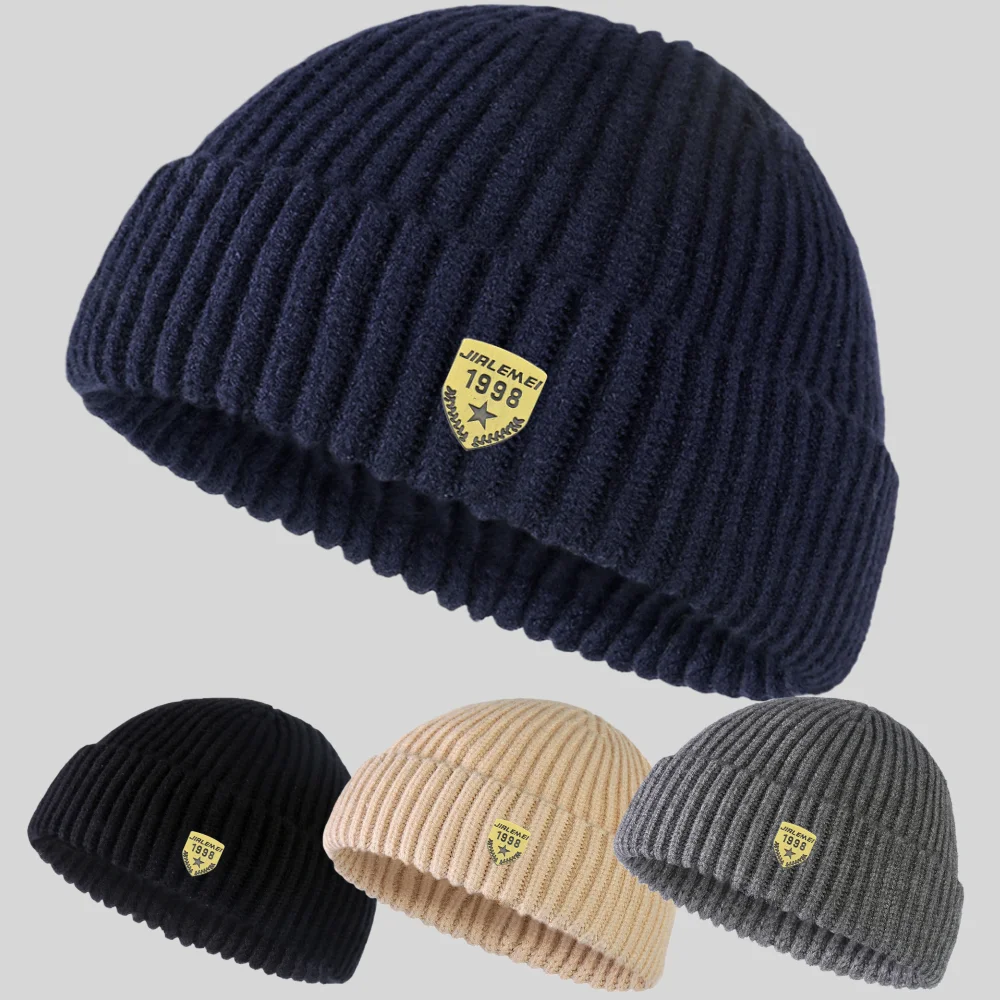 

Winter Knitted Hat Warm Outdoor Sport Cold Protection Running Beanie Cap Elastic Thermal CyclingSkull Roll-up Cuffed Cap