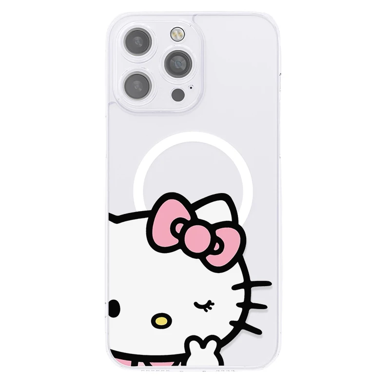 Sanrio-iPhone用の磁気ハローキティケース,素敵な漫画のハードケース,wk447,16,15,14,13,12 pro max