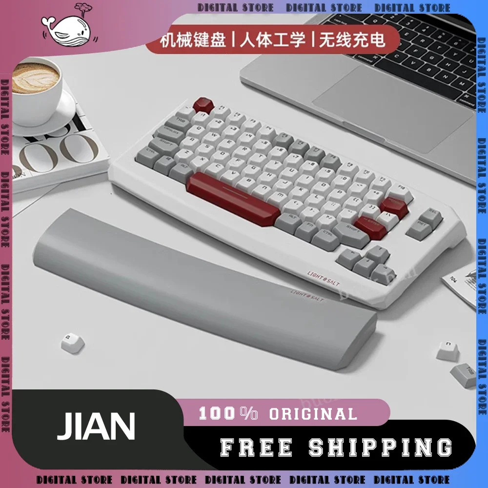 

LightSalt JIAN Mechanical Keyboard with Rest 3Mode USB/2.4G/Bluetooth Wireless Keyboard 79Keys Rgb Backlight Gamer Keyboard Gift