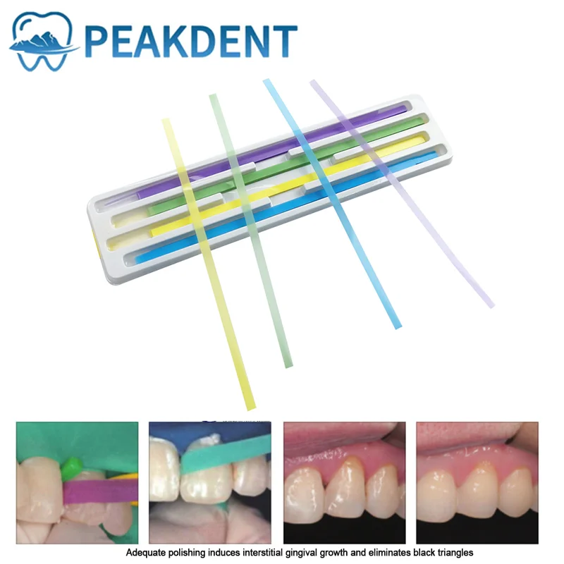 Tiras de Pulido Dental, 60 unidades, tira IPR de ortodoncia de acero inoxidable, pulido compuesto fino medio individual/doble lateral