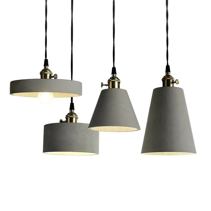 

Nordic Cement LED Pendant Lights Fixtures American Creative Vintage Lamp Dinning Room Suspenion Luminaire Lighting Loft