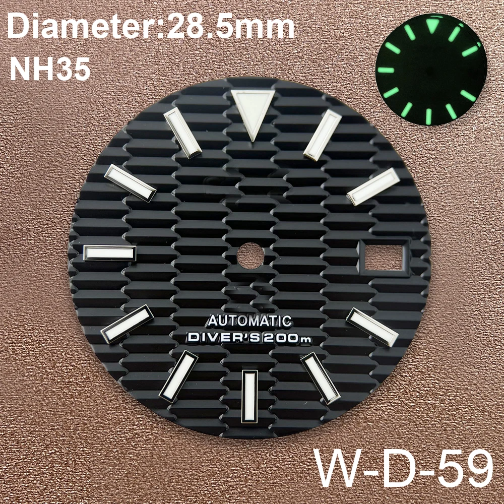 28.5Mm S Logo Skx007 Wijzerplaat Geschikt Voor Nh35/Nh36/4r/7S Beweging Groene Lichtgevende 3/3.8/4.2 Uur Horloge Modificatie Accessoires