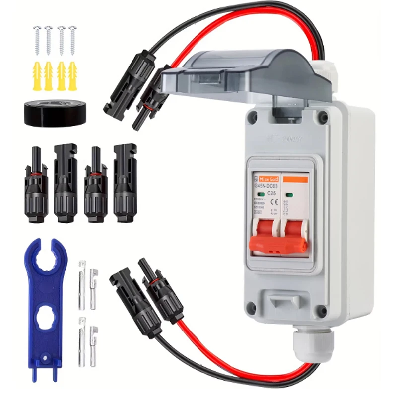 

2P IP65 Waterproof 20A 32A 40A 63A DC Circuit Breaker For Solar PV Systems Air Switch PV Combiner Box Switch