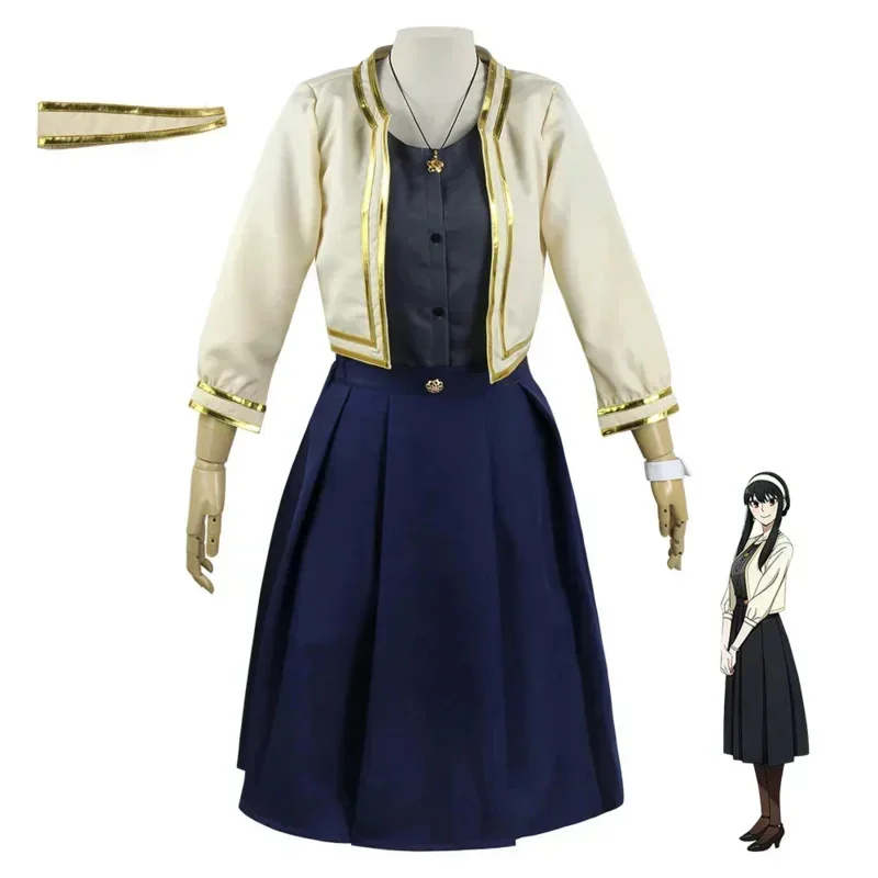 CosplaySpyXFamily Yor Cosplay Anime Spy X Family Yor Forger Cosplay disfraz peluca vestido Yor Briar pendiente pelo largo ropa de mujer