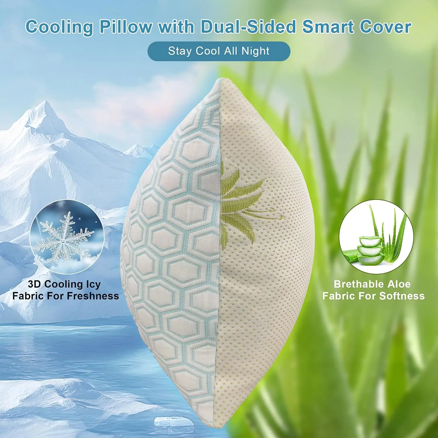Memory Foam Pillows Queen Size Set of 2 Viscose from Bamboo Cooling Pillows for Hot Sleepers Adjustable Cool Pillow for Side Bac