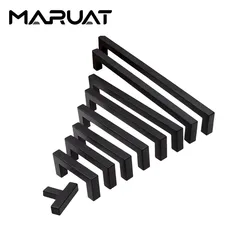 Door Handle Black Cabinet Handle Square Furniture Hardware Stainless Steel Kitchen Door Knobs Cupboard Wardrobe Drawer Pulls
