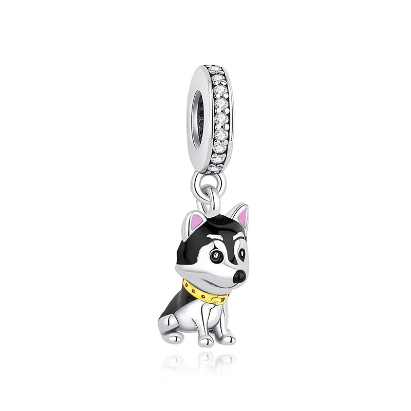 Original 925 Sterling Silber Charms Liebes-Tiermotiv Hund Katze Pfotenabdruck Anhänger Perlen Passend für Marken-Armbänder Halsketten Damen DIY Schmuck
