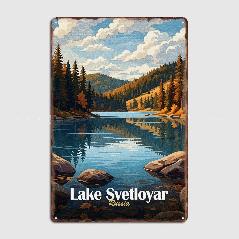 

Lake Svetloyar, Russia Landscape Travel Poster Metal Sign Bar Custom Bedroom Indoor Home Wall Decor Posters Room Decoration