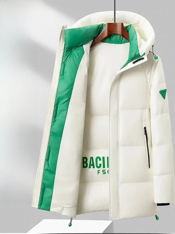 

Men's Hooded down Jaet Thiened Casual Warm Winter Outerwear TUCANO Brand Nylon Fabric Du down Filling Double Layer Glued