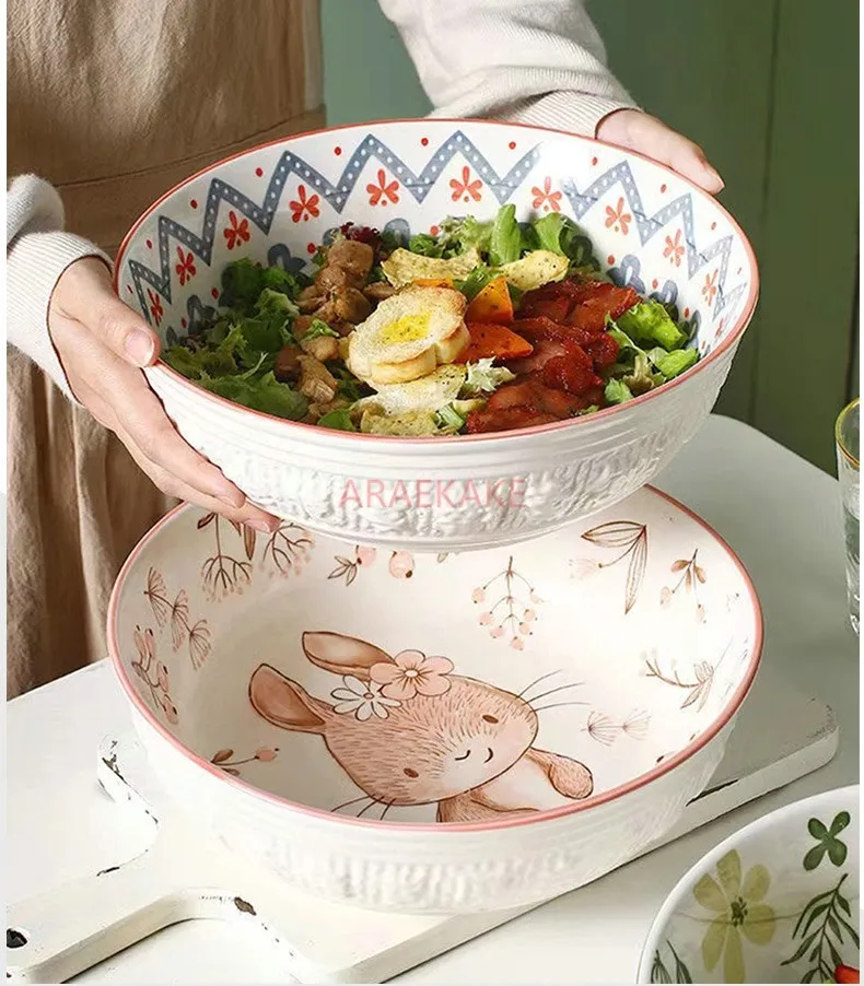 Cartoon ceramic soup bowl Household oversize soup bowl pickled Chinese cabbage fish large bowl boiled fish bowl large bowl