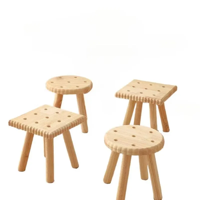 

Стильный современный простой домашний табурет для печенья из цельного дерева