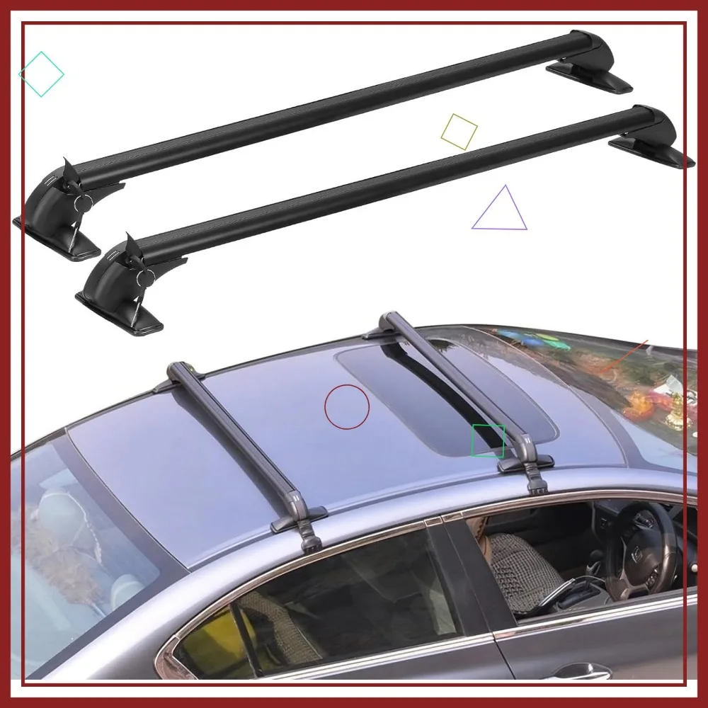 رف سقف السيارة العالمي مع قفل مضاد للسرقة، قضبان متقاطعة من الألومنيوم لدراجة كاياك، قابل للتعديل 42.91-44.88 بوصة، تحميل 165 رطل