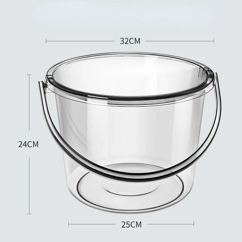 Light Luxury Transparent Portable Bucket  Thickened Plastic Bath Bucket with Cover, Household Water Storage Bath Tub