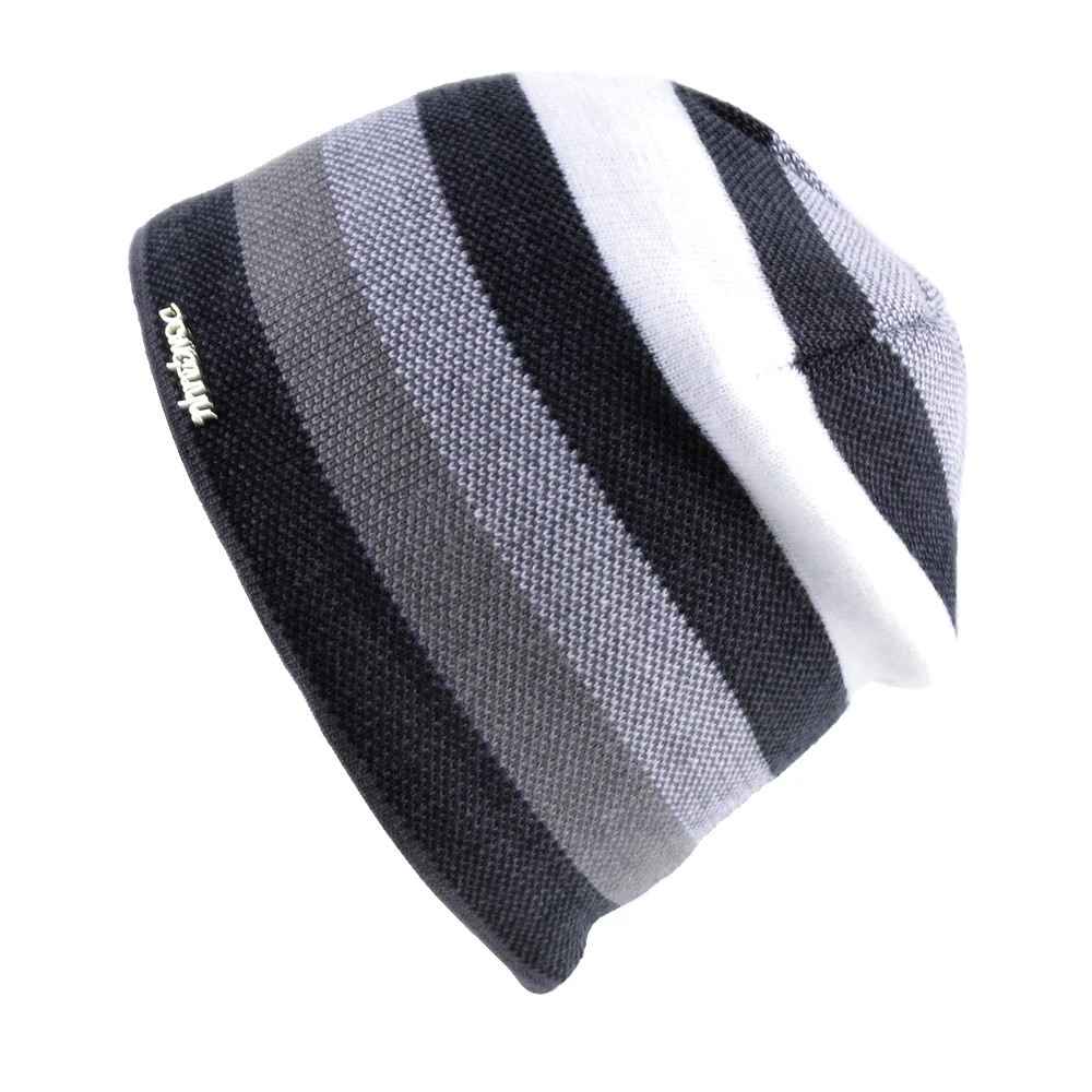 

Men's Skullies Hat Bonnet Winter Beanie Knitted Wool Hat Plus Velvet Cap Thicker Stripe Skis Sports Beanies Hats for men