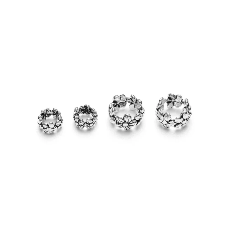 5PCS 925 sterling silver Thai silver retro flower septa crystal bracelet accessories handmade diy material jewelry accessories