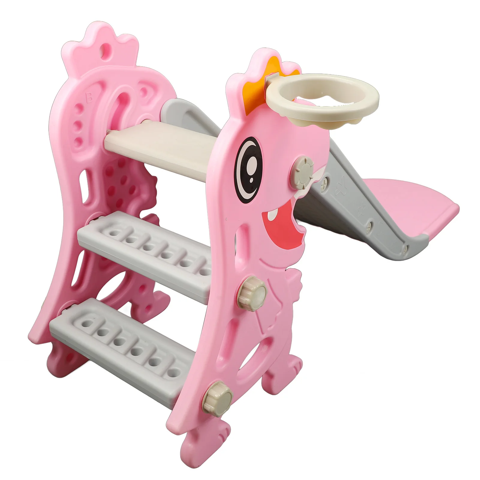 Glissière pour enfants en forme de dinosaure, escaliers antidérapants pliables, Structure Stable pour tout-petits, avec panier de basket-ball, grimpeur pour la maison
