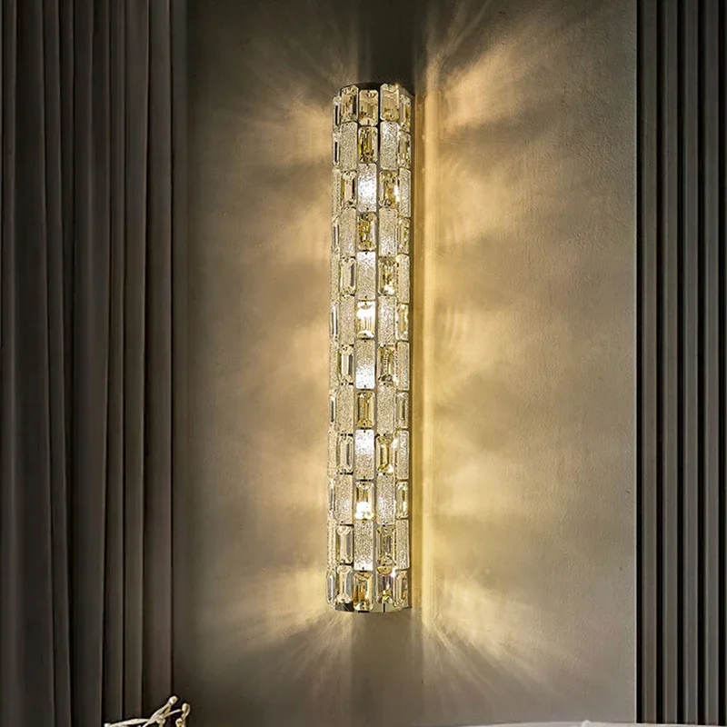 

Modern Crystal Wall Light G4 Bulb Foyer Bedroom Restaurant Aisle Sconce Lamp Gold Chrome Stainless Steel 40/50/60cm Dropshipping