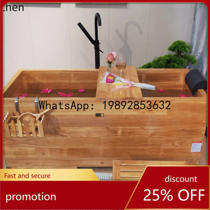 YFY  Beauty Salon Oak Barrel Adult Bath Barrel Solid Wood Bathtub Wooden Soaking Barrel Japanese Style