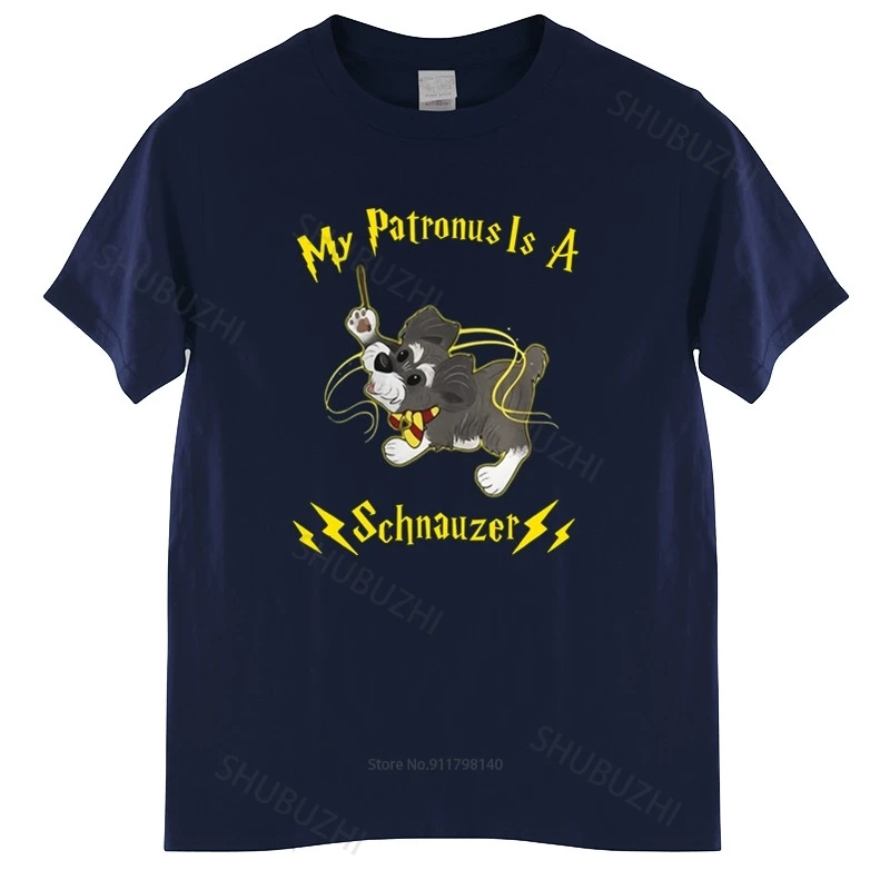 Cotton Tshirt Men Crew Neck Tops Brand My Patronus Is A Schnauzer T-Shirt Cotton Brand T-shirt euro size drop shipping