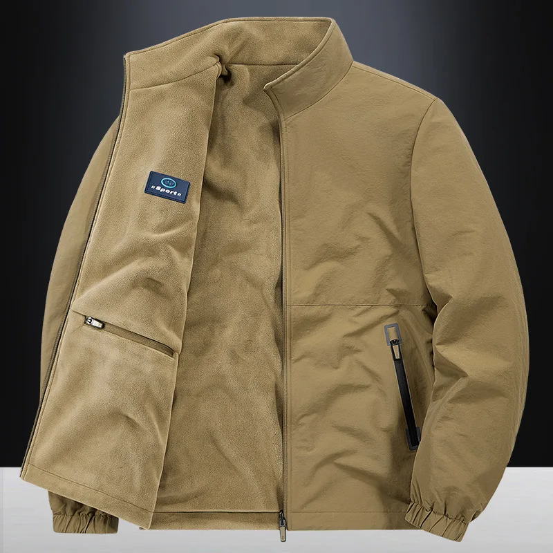 The 2025 new double-sided jacket, men's fleece jacket, men's autumn loose jacket with fleece and thickened coat