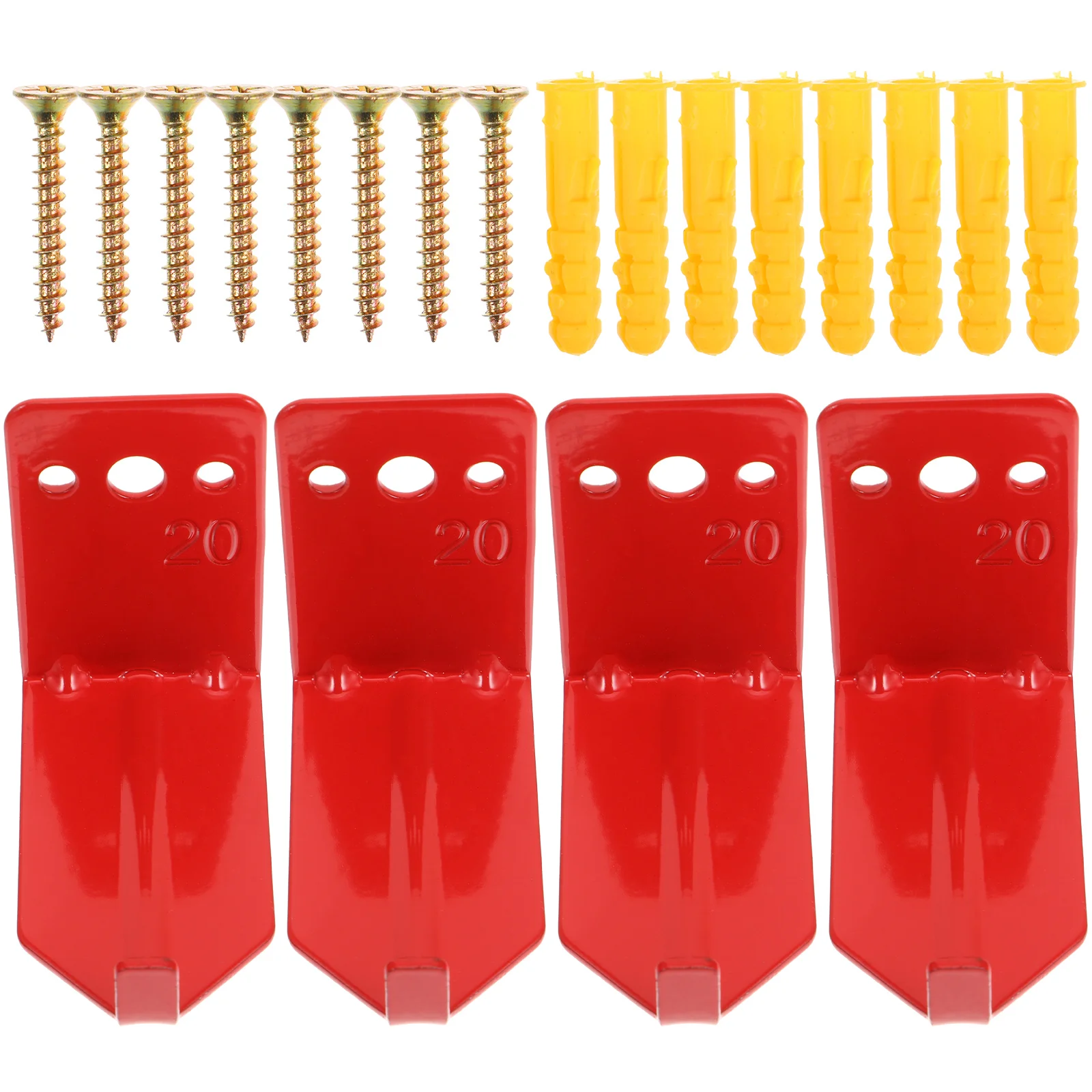 

4 Pcs Fire Extinguisher Bracket Holder Wall Mount Heavy Duty Red 40lbs Capacity Screws Anchors Universal Fit Easy Installation
