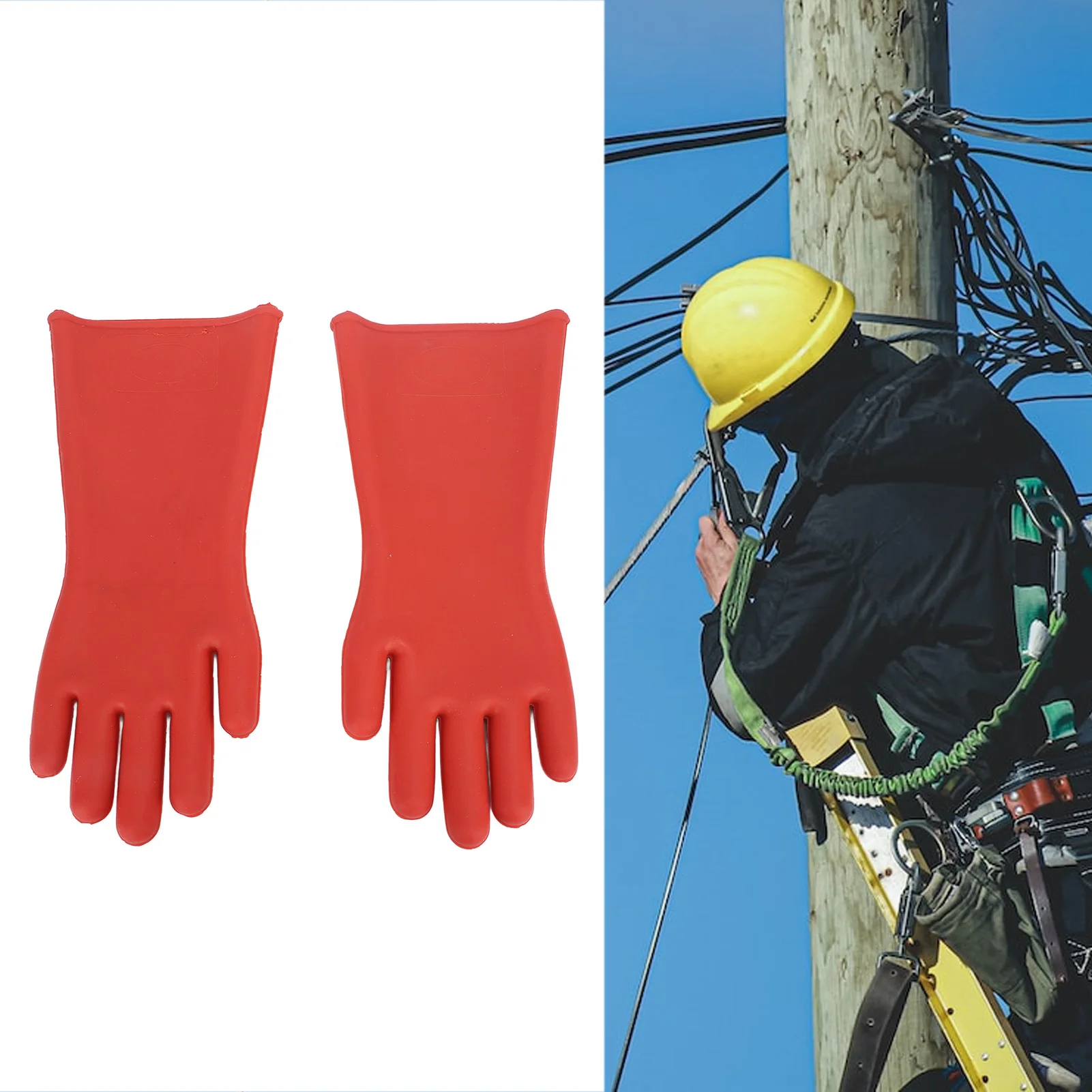 

ZK30 1 Pair Electrical Insulated Gloves Rubber Class 00 High Voltage Insulating Gloves for Electrician Repair 12KV