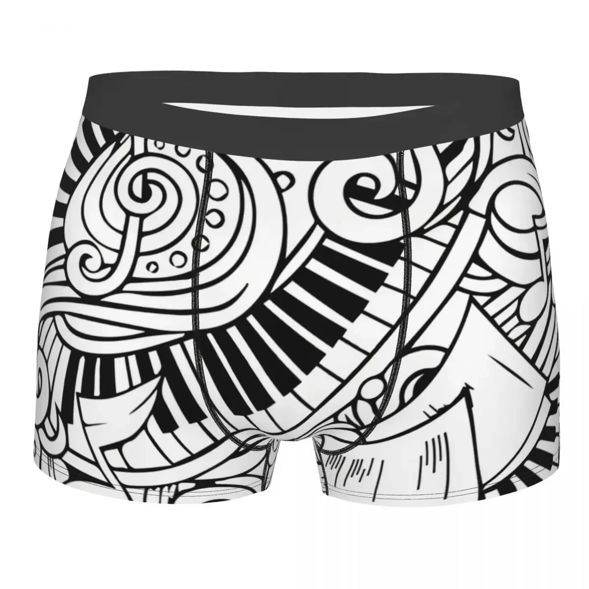 Musical Doodle Socks Men Boxer Briefs Music Notes Highly Breathable Underwear Top Quality Print Shorts Birthday Gifts