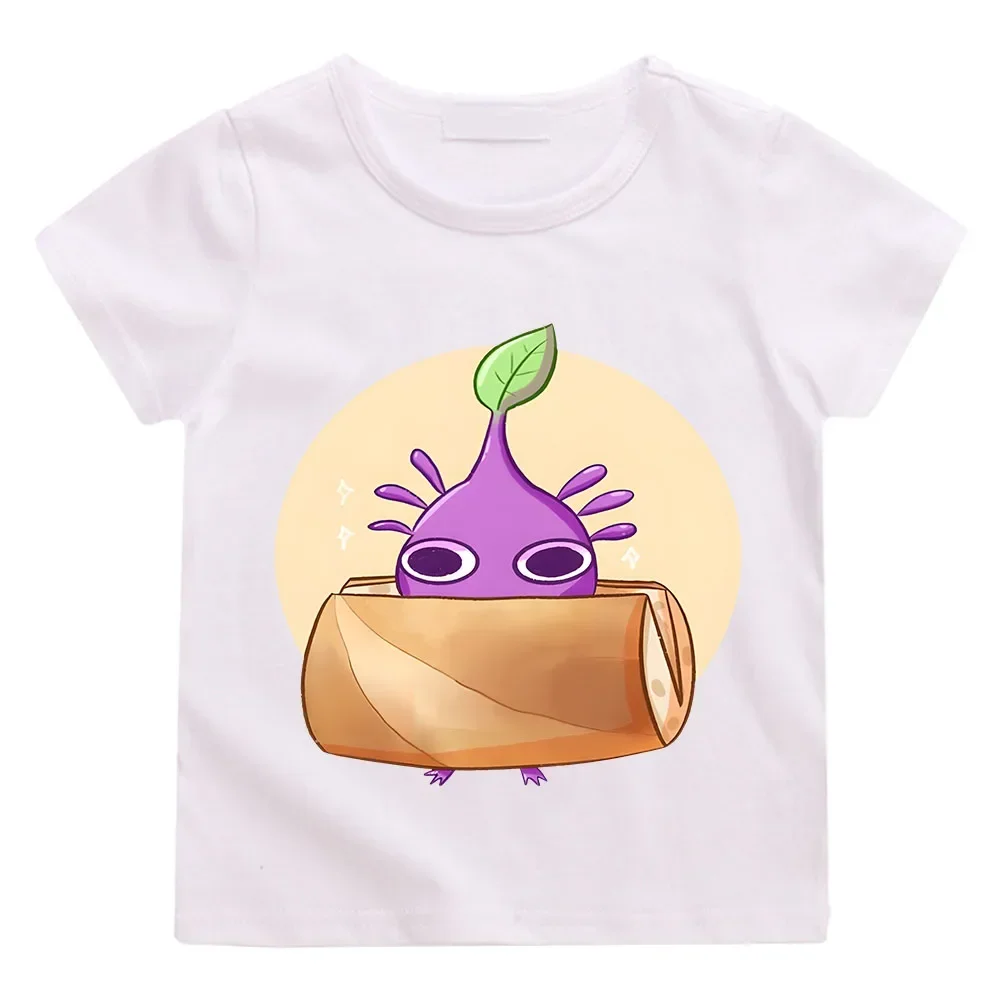 Pikmin Print Kids Cartoon Anime T-Shirts Manga Baby Girls Clothes Boys Summer Short Sleeve T Shirt Children Tops Y2k Streetwear