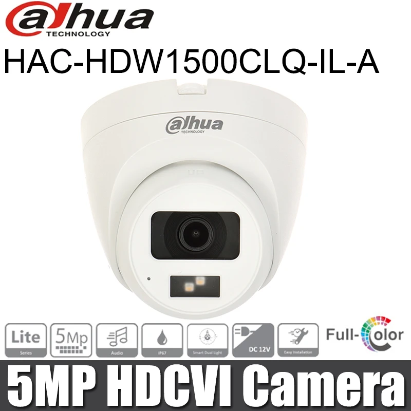 New Dahua HAC-HDW1500CLQ-IL-A S2 5MP Eyeball CCTV HDCVI Camera Analog Outdoor 20m IR Warm Light Smart Dual Light Plastic Case