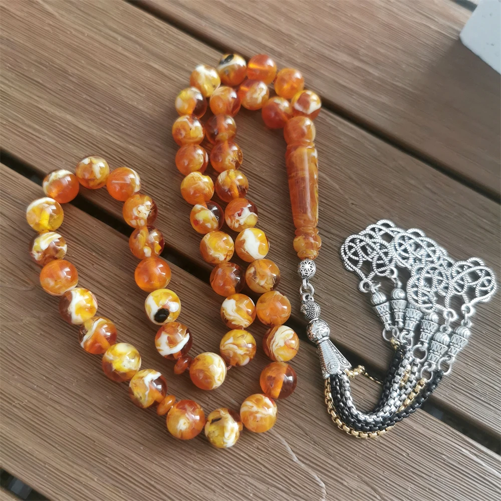 

Factory price Religious Tasbih 10mm 45pcs Artificial Amber round Tasbih Muslim bracelet prayer beads Rosary Misbaha