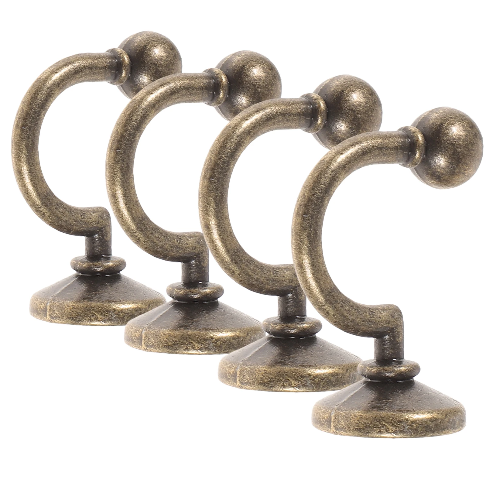 

4pcs Curtain Hooks Vintage Bronze Metal Hook For Living Room Retro Window Accessories Screw End Design Easy Install