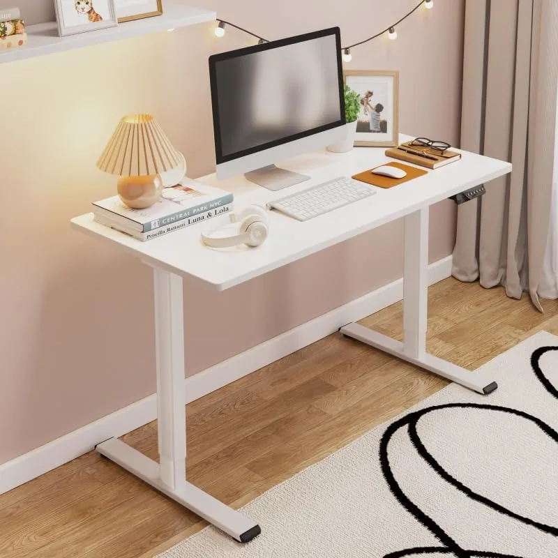 79 x 32 Inch Dual Motor Standing Desk, Computer Desk with Memory Controller, Home Office Desk with Splice Board (White Frame)