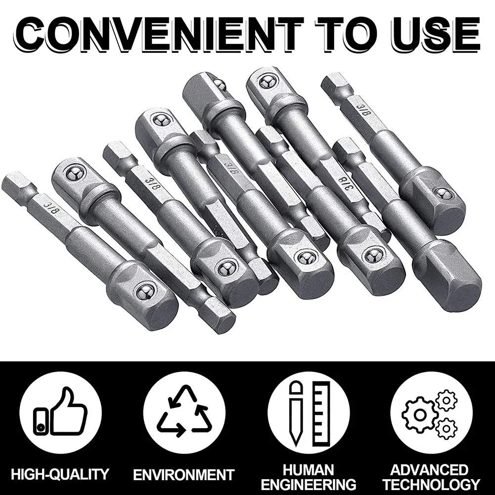 10Pieces 3/8Inch Impact Adapter Square Socket Bit Adapter 10mm Hex Impact Socket for Drills,Extension Socket Driver