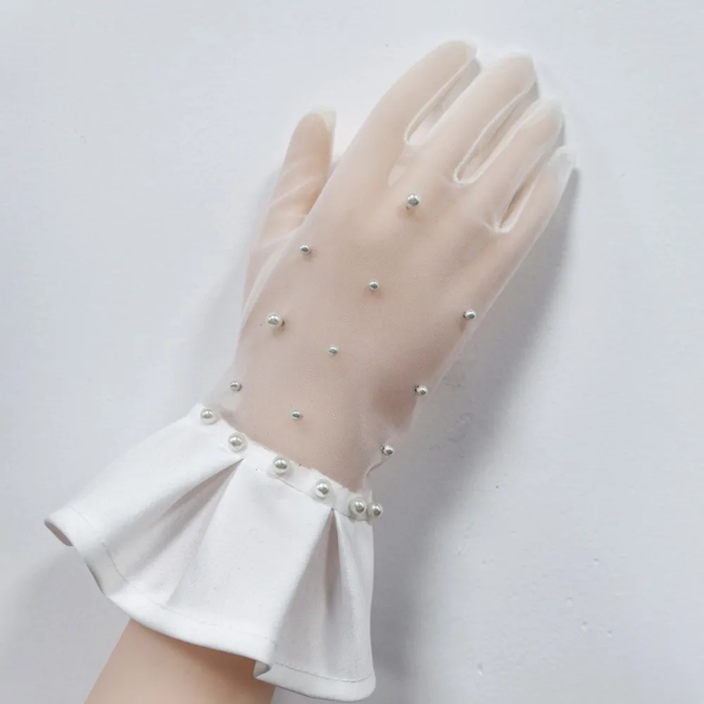 1Pairs New Mesh Women Lace Gloves Breathable Elegant Wedding Bridal Gloves Dot Pattern Sexy Tulle Gloves Party Dress