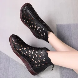 2023 High Quality Shoes for Women Sandals Middle Heel Hollow Hole Lightweight High Heel Woman's Breathable Summer Female Casual