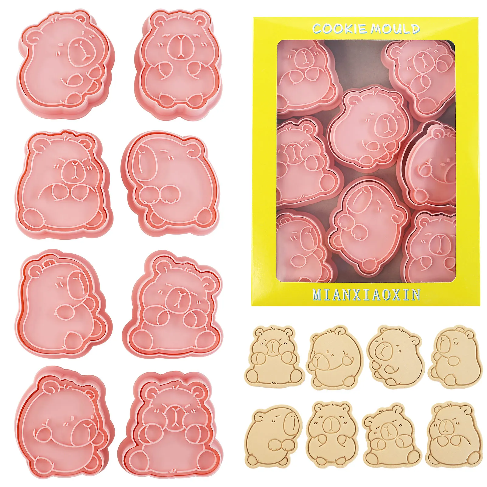 8 PCS Capybara Cookie Cutters Aniaml Embossing Cutters for Baking DIY Baking Tools(8-Capybara B)
