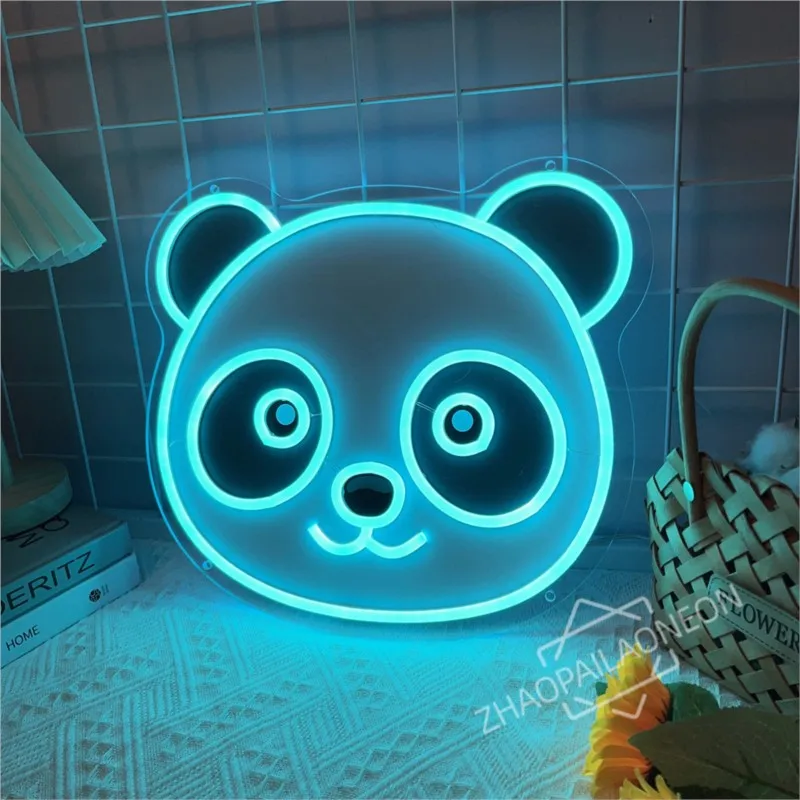 Panda Neon Sign Cute Bear LED Neon Light Sign Indoor Wall Lights Bedroom Gameroom Decorations Home Kids Room Gift Light Up Signs